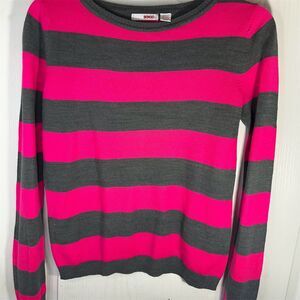 Bongo Women's Striped Round Neck Long Sleeve Pullover Sweater Size S Multicolor